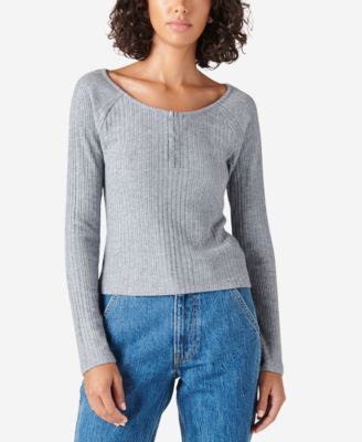 Lucky Brand - Rib-Knit Cloud Henley Top