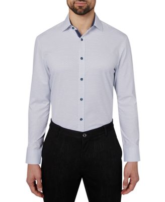 Society of Threads - Men's Slim-Fit Non-Iron Performance Stretch Dot-Print Dress Shirt