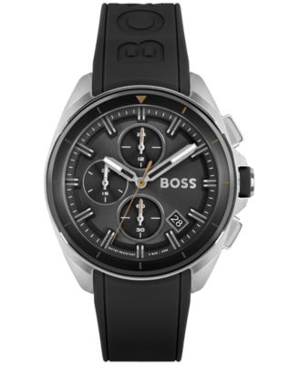 BOSS - Men's Chronograph Black Silicone Strap Watch 44mm