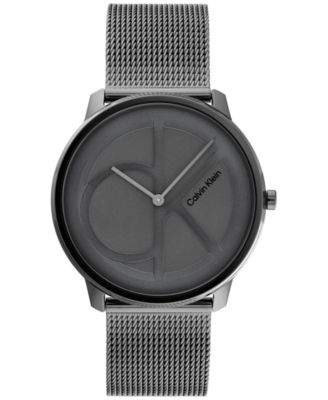 Calvin Klein - Men's Iconic Gray-Tone Stainless Steel Mesh Bracelet Watch 40mm