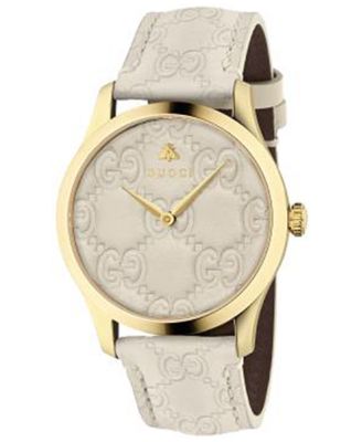 Gucci - Unisex Swiss G-Timeless Mystic White Leather Strap Watch 38mm