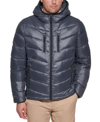 6 Degrees - Men's Chevron Quilted Hooded Puffer Jacket