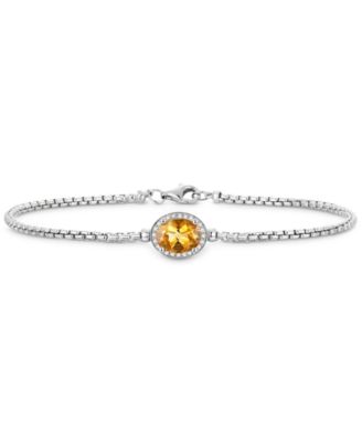 Macy's - Amethyst (1-1/10 ct. t.w.) & Lab-Created White Sapphire (1/10 ct. t.w.) Halo Link Bracelet in Sterling Silver (Also in Blue Topaz, Citrine & Mystic Topaz)