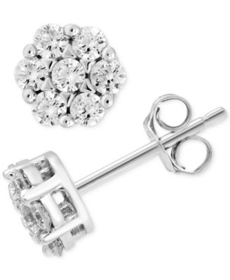 Macy's - Diamond Cluster Stud Earrings (3/8 ct. t.w.) in 14k White Gold