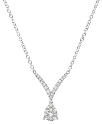 Macy's - Diamond Teardrop 17" Statement Necklace (1/3 ct. t.w.) in Sterling Silver