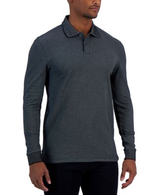 Alfani - Men's Classic-Fit Solid Long-Sleeve Polo Shirt