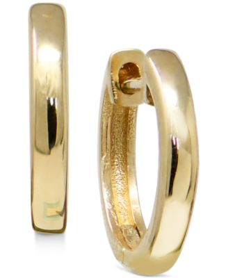 Anzie - Polished Gold Huggie Small Hoop Earrings in 14k Gold, 0.5"