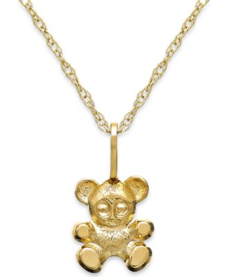 Macy's - Children's Teddy Bear Teddy Bear Pendant Necklace in 14k Gold