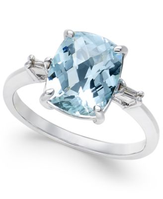 Macy's - Aquamarine (2-1/2 ct. t.w.) and Diamond Accent Ring in Sterling Silver