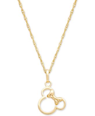 Disney - Children's Minnie Mouse Silhouette 15" Pendant Necklace in 14k Gold