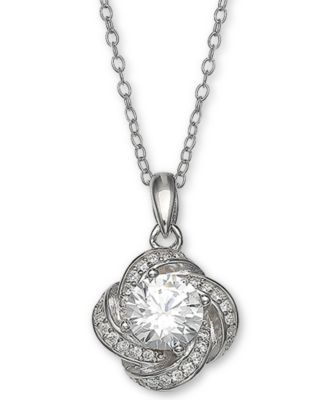 Giani Bernini - Cubic Zirconia Love Knot Pendant Necklace, 18" + 2" extender