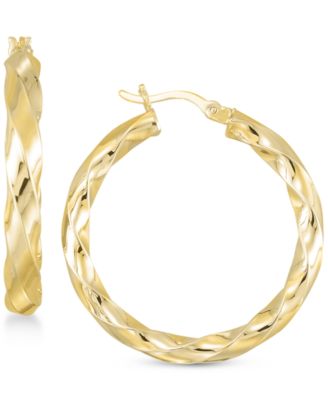 Simone I. Smith - Textured Hoop Earrings in 18K Yellow Gold Over Silver or Sterling Silver