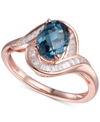Macy's - London Blue Topaz (1-3/8 ct. t.w.) & Diamond (1/4 ct. t.w.) Swirl Ring in 14k Rose Gold