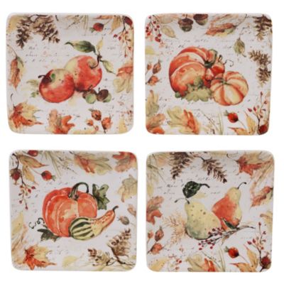 Certified International - Harvest Splash 4-Pc. Square Canape Plate