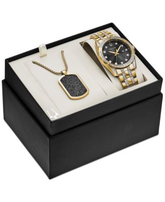 Bulova - Men's Gold-Tone Stainless Steel & Swarovski Crystal Bracelet Watch 42mm