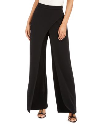 Adrianna Papell - Crepe Draped-Front Wide-Leg Pants