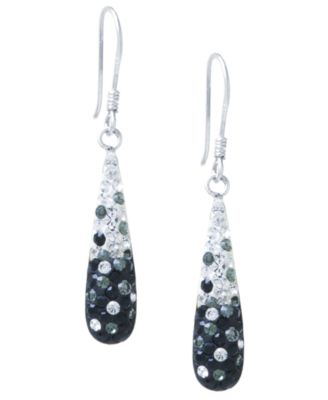 Giani Bernini - Pave Two Tone Crystal Teardrop Earrings Set in Sterling Silver. Available in Clear and Blue, Clear and Black, Clear and Pink or Clear and Red