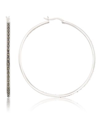 Macy's - Marcasite and Inside Out 48mm Round Hoops in Sterling Silver