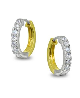 Giani Bernini - Cubic Zirconia Huggie Hoop Earrings in Two Tone 18k Gold Plate & Sterling Silver