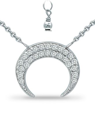 Giani Bernini - Cubic Zirconia Crescent Moon Pendant Necklace in Sterling Silver, 16" + 2" extender