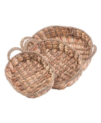 Vintiquewise - Set of 3 Seagrass Fruit Bread Basket Trays with Handles