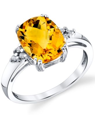 Macy's - Citrine (2-3/4 ct. t.w.) & Diamond (1/20 ct. t.w.) Ring in Sterling Silver