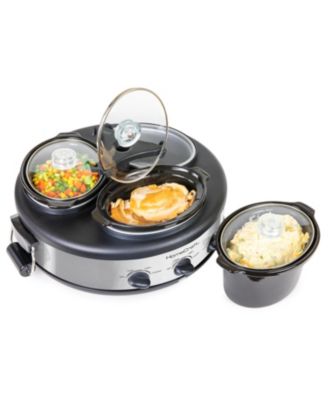 HomeCraft - HCRTSCO15SS 1.5-Quart Triple Oval Slow Cooker Buffet