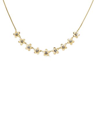 Macy's - Flower Statement Necklace in Sterling Silver & 14k Gold-Plate, 18" + 2" extender