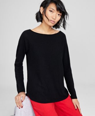 Charter Club - Long-Sleeve Shirttail Sweater