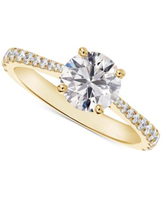 De Beers Forevermark - Diamond Round-Cut Solitaire Tapered Pav&eacute; Engagement Ring (1-1/10 ct. t.w.) in 14k Gold