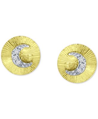 Giani Bernini - Cubic Zirconia Moon Disc Stud Earrings