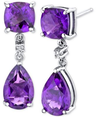 Macy's - Amethyst (4-3/8 ct. t.w.) & Diamond Accent Drop Earrings in Sterling Silver