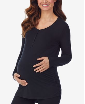 Cuddl Duds - Petite Softwear with Stretch Maternity Long Sleeve Henley