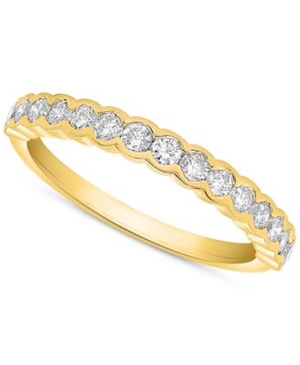 Forever Grown Diamonds - Lab-Created Diamond Scalloped Band (1/2 ct. t.w.) in 14k Gold-Plated Sterling Silver