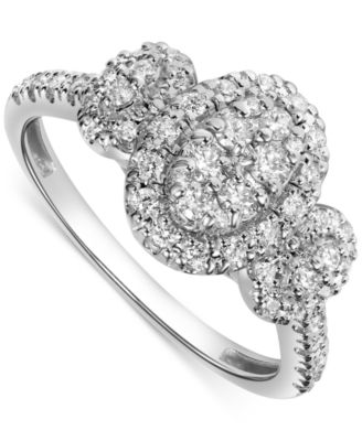 Macy's - Diamond Triple Oval Cluster Ring (1/2 ct. t.w.) in 14k White Gold
