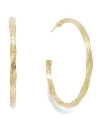 Macy's - Diamond-Cut C-Hoop Earrings in 14k Gold Vermeil over Sterling Silver