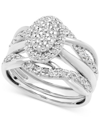Macy's - Diamond Oval Halo Cluster Intertwined Bridal Set (1/2 ct. t.w.) in 14k White Gold