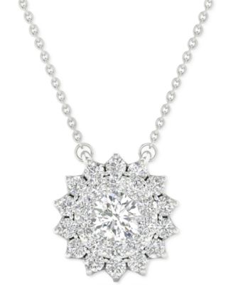 Forever Grown Diamonds - Lab Grown Diamond Sunburst 18" Pendant Necklace (1/2 ct. t.w.) in Sterling Silver