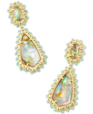 Kendra Scott - 14k Gold-Plated Beaded Frame Stone & Shell Statement Earrings