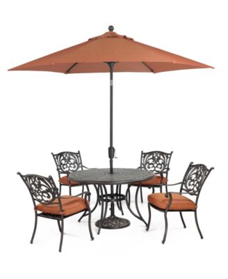 Furniture - Chateau Outdoor 5 Piece Set: 48" Round Dining Table and 4 Dining Chairs