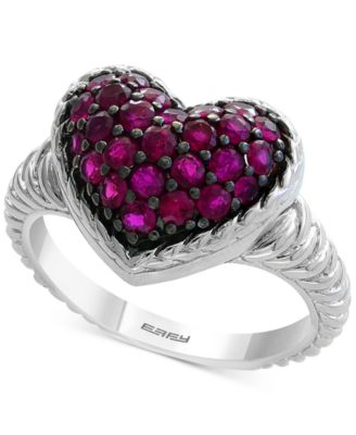 EFFY Collection - Ruby Cluster Heart Ring (1 ct. t.w.) in Sterling Silver