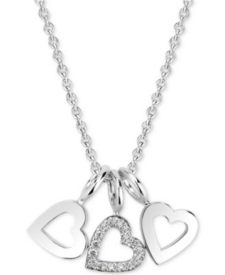 Sarah Chloe - Diamond Accent Triple Heart Charm Pendant Necklace in 14k Gold-Plated Sterling Silver, 18"