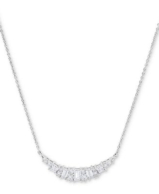 Arabella - Cubic Zirconia Heart 18" Statement Necklace in Sterling Silver