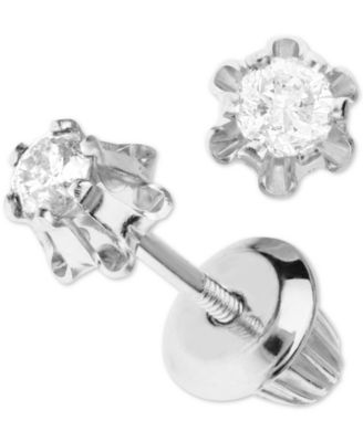 Macy's - Children's Diamond Stud Earrings (1/8 ct. t.w.) in 14k White Gold