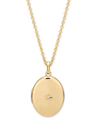 Sarah Chloe - Diamond Accent Locket Pendant Necklace in 14k Gold-Plate Over Sterling Silver