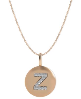 Macy's - 14k Rose Gold Necklace, Diamond Accent Letter Z Disk Pendant