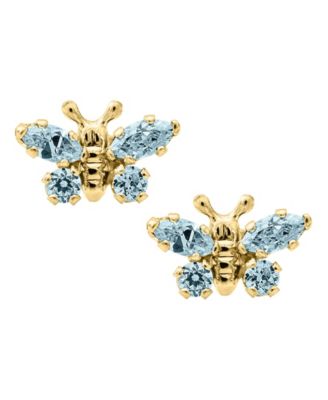 Macy's - Children's Birthday Cubic Zirconia Butterfly Earrings in 14k Yellow Gold