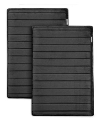 Microdry - MICRODRY&reg; Charcoal-Infused 17"x 24" 2-Pack Memory Foam Bath Mat with GripTex&reg; Base