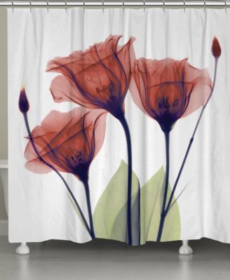 Laural Home - Red Gentian X-ray Flowers Shower Curtain