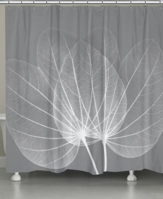 Laural Home - Grey Leaves Shower Curtain